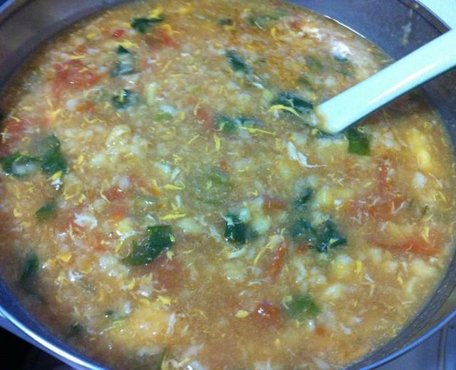 小白菜西红柿蛋花疙瘩汤的做法