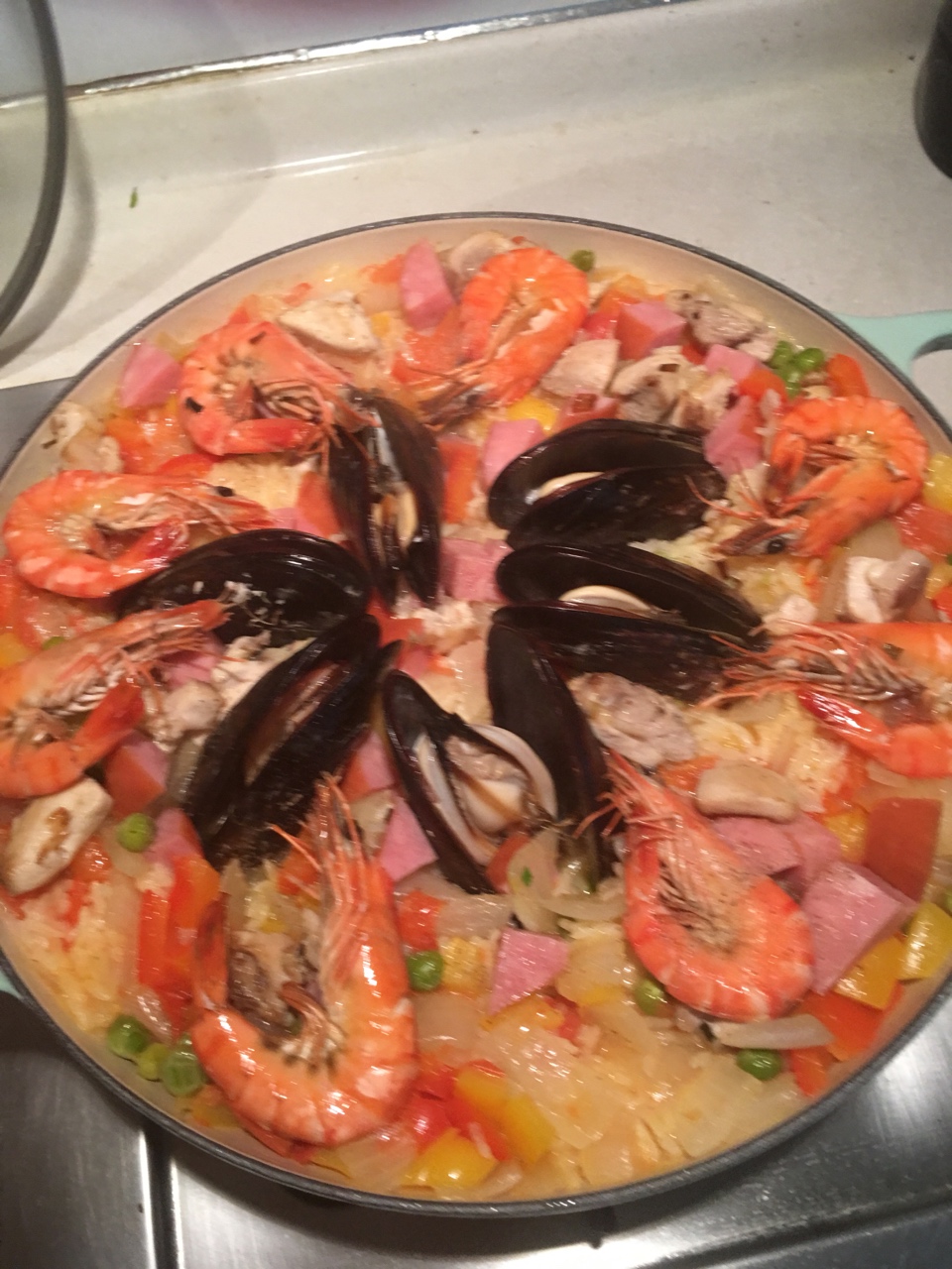 西班牙海鲜饭（珐琅锅制作）的做法 步骤12