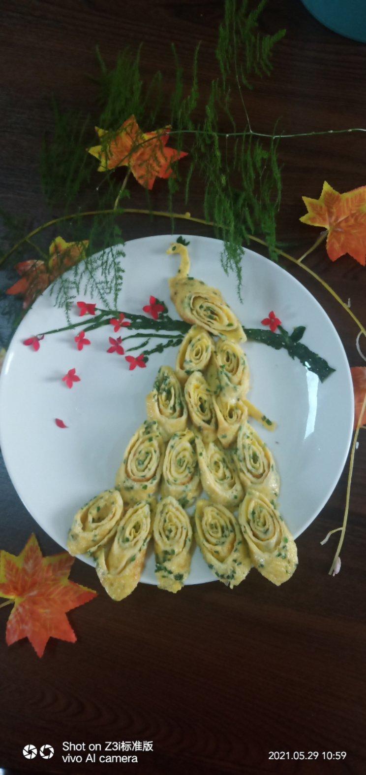 孔雀开屏——葱花鸡蛋卷