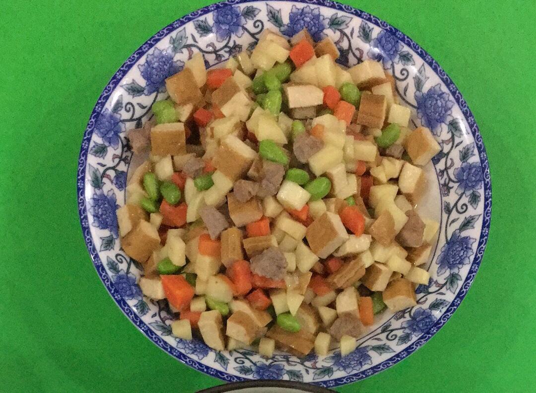 茭白香干肉丁炒毛豆