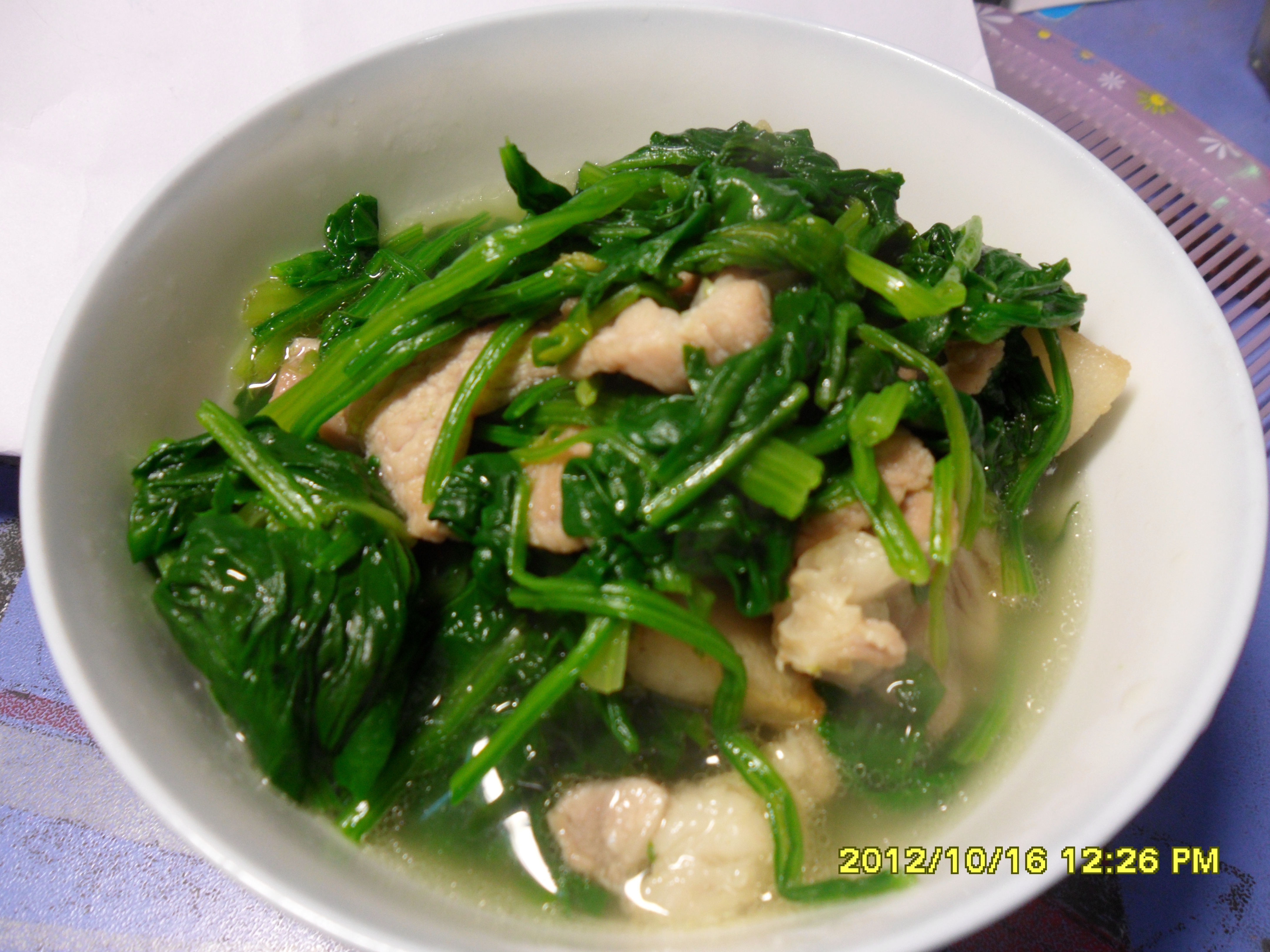 肉片蛋花菠菜汤