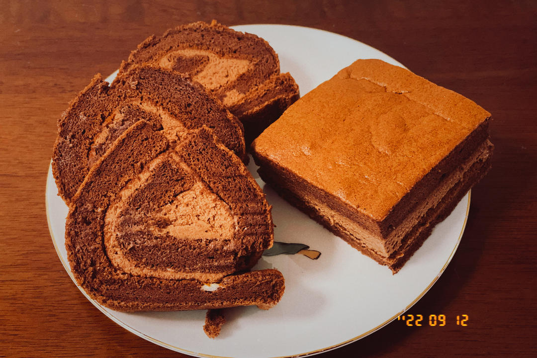 可可蛋糕卷🍰巧克力香缇奶油夹心