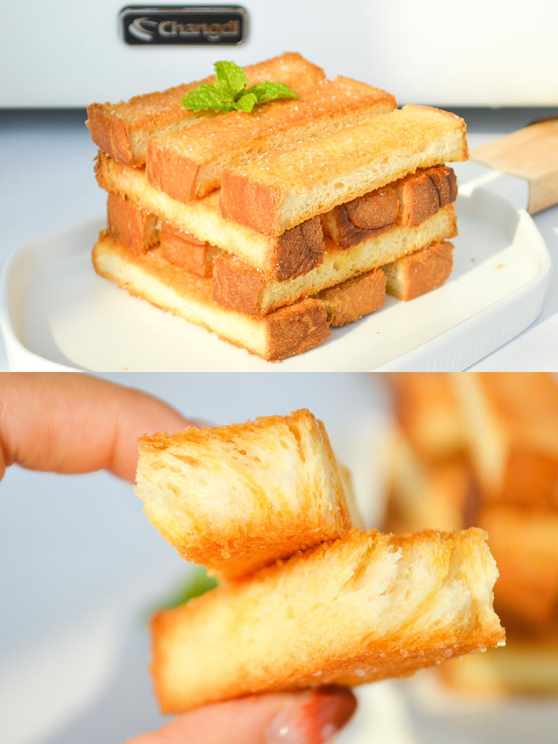 黄油蜂蜜吐司条🍞酥脆香甜✨吐司的神仙吃法‼️