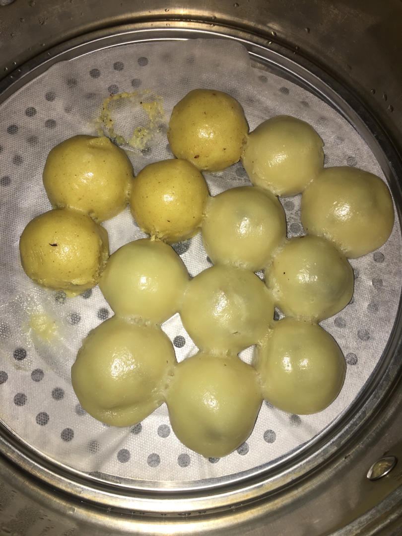 紫蝶独舞做的黄米面粘豆包