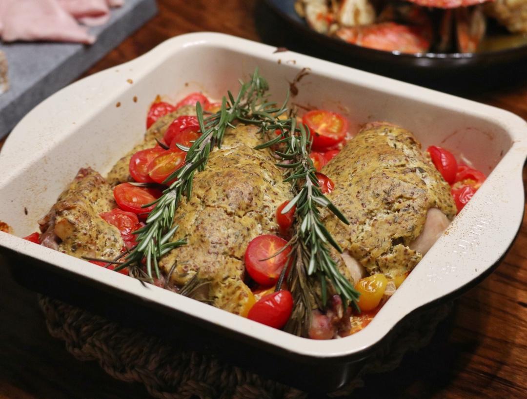 奶油芥末烤兔腿