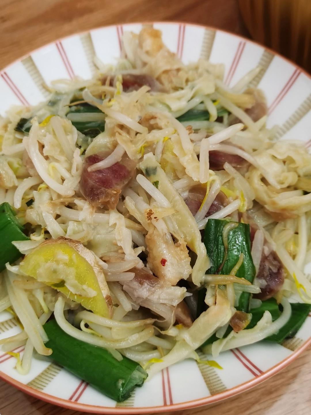 干爽的豆芽炒饼