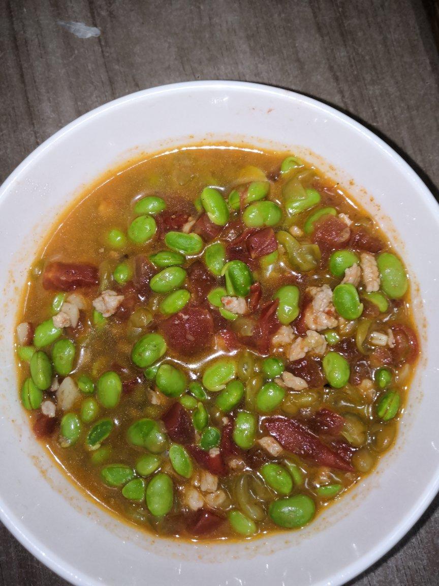 肉末番茄烧毛豆