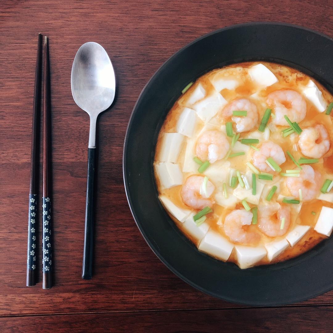 虾仁豆腐蒸水蛋