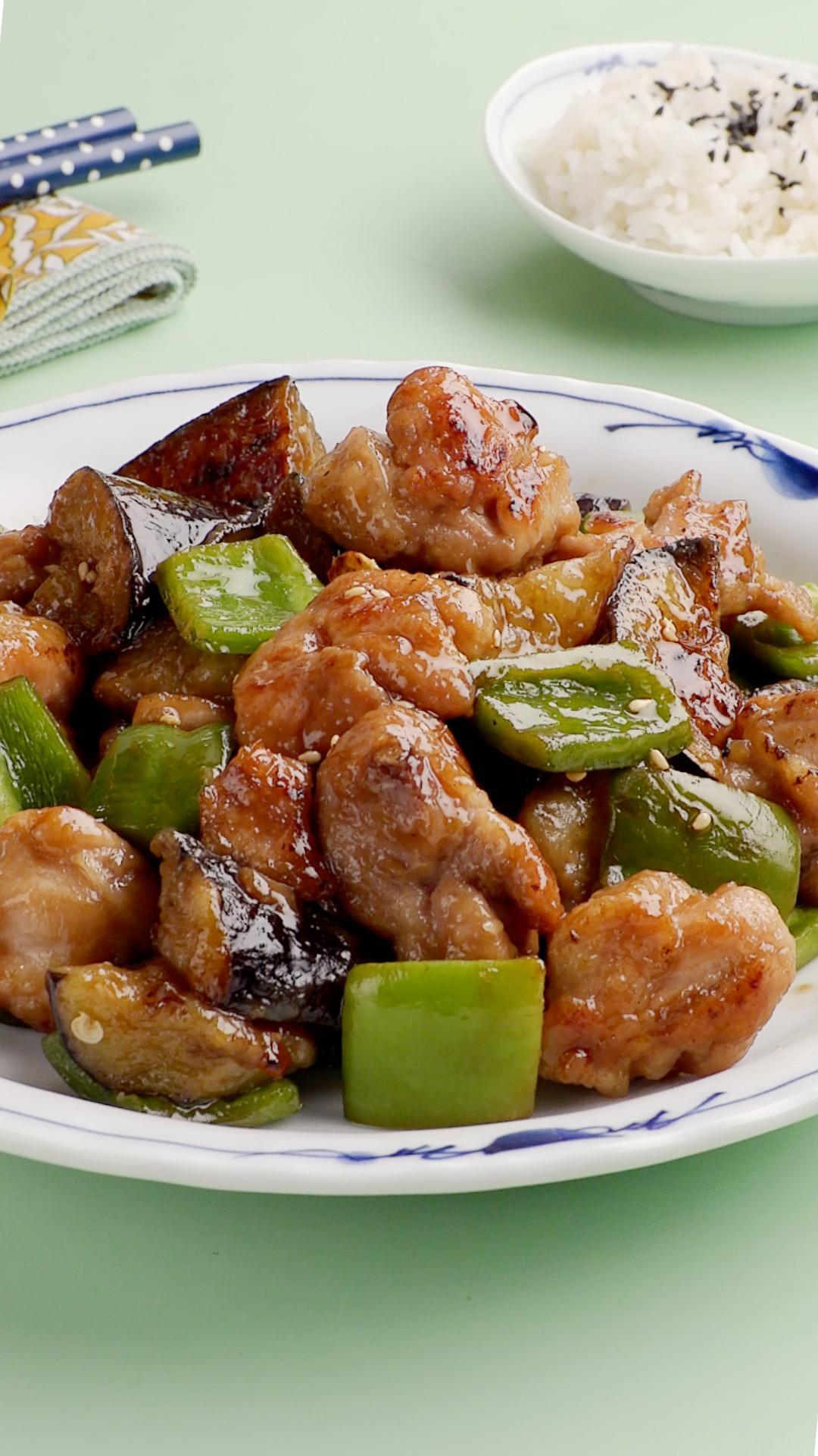 糖醋茄子鸡腿肉的做法