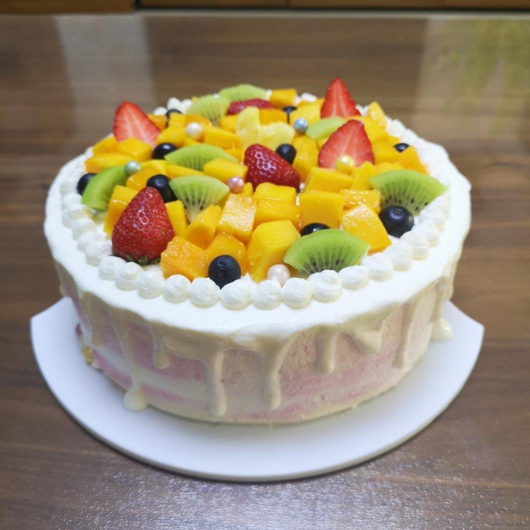 草莓戚风生日蛋糕（后蛋法）