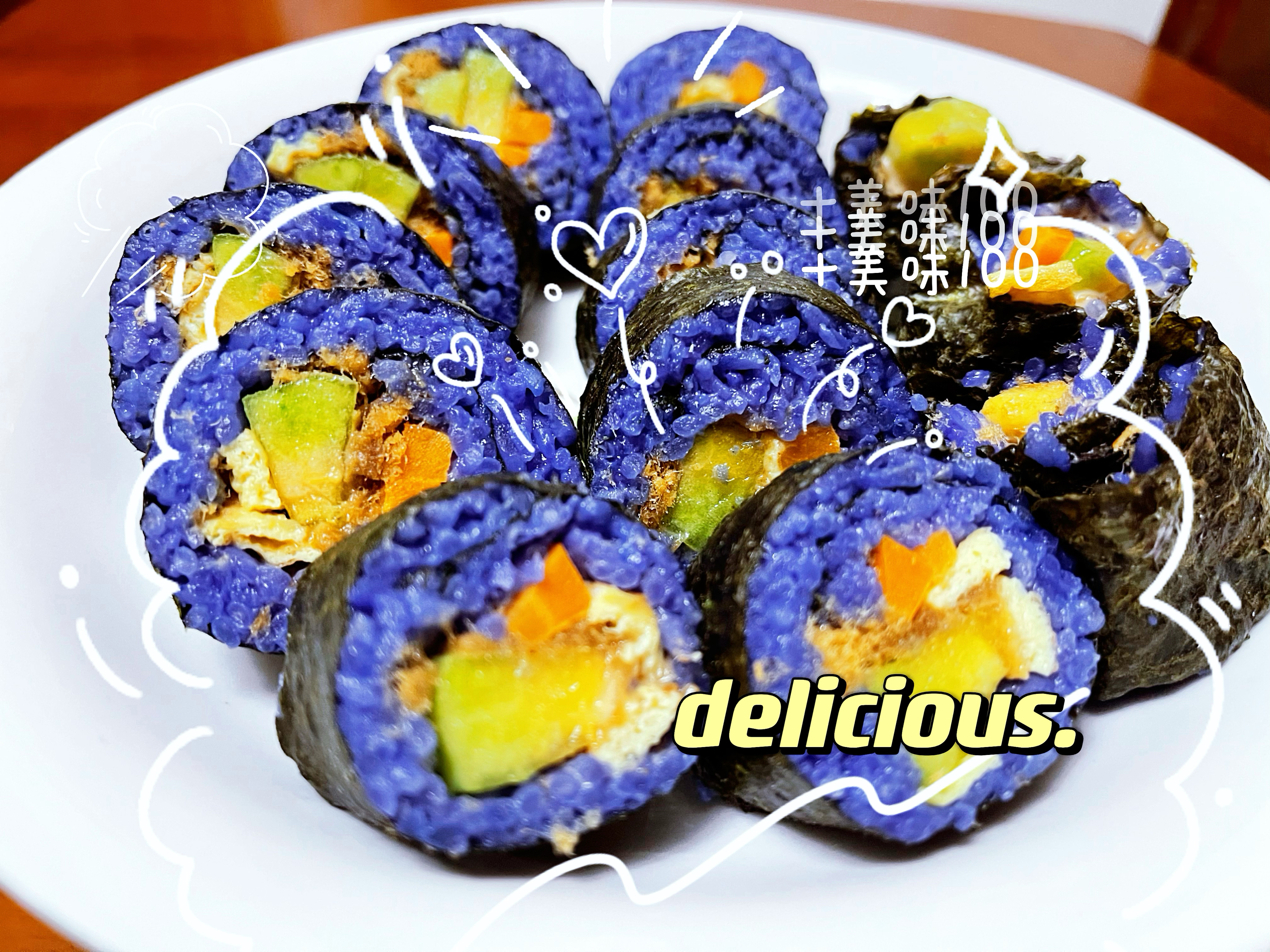 蝶豆花寿司紫菜包饭（治愈系高颜值地中海蓝）