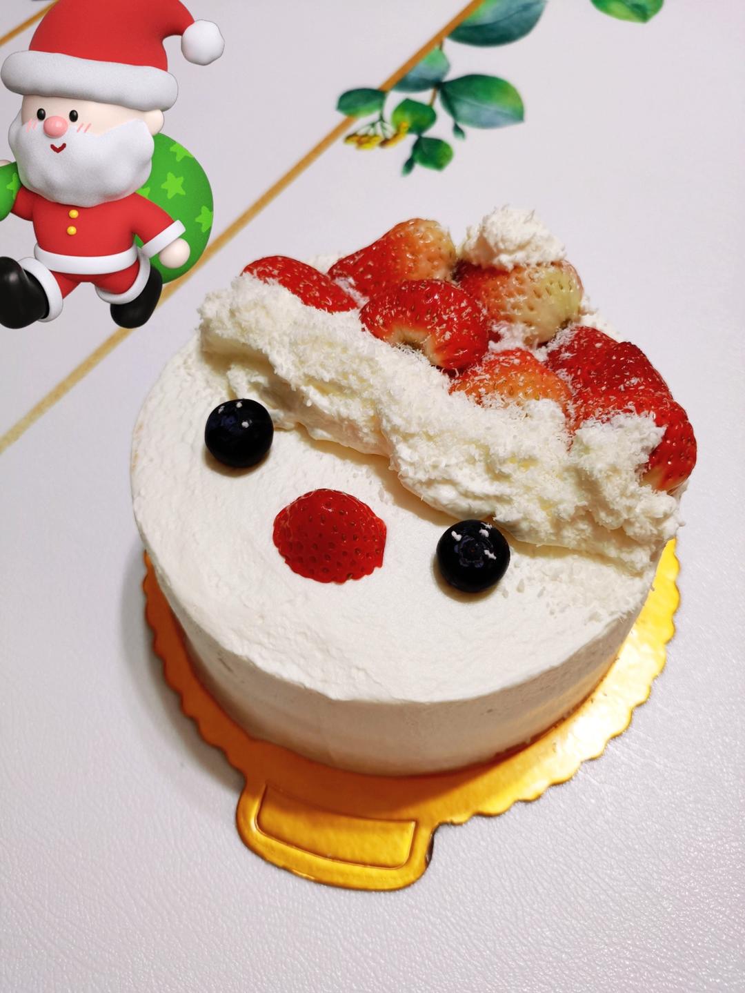 🤶超可爱｜草莓奶油蛋糕｜圣诞款｜无抹面｜无裱花｜健康无色素｜新手友好