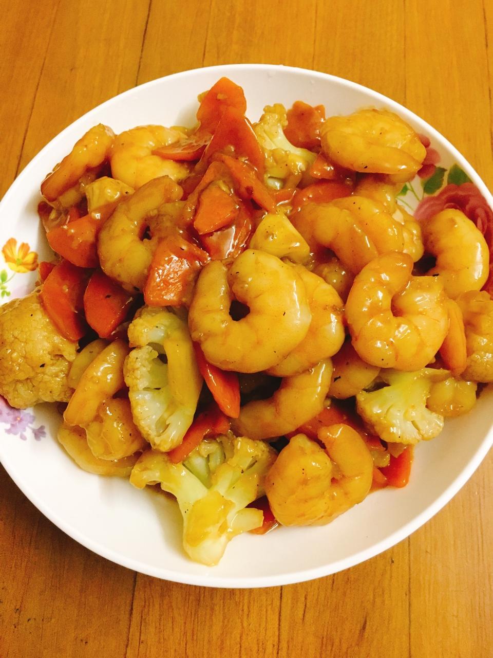 虾仁炒菜花