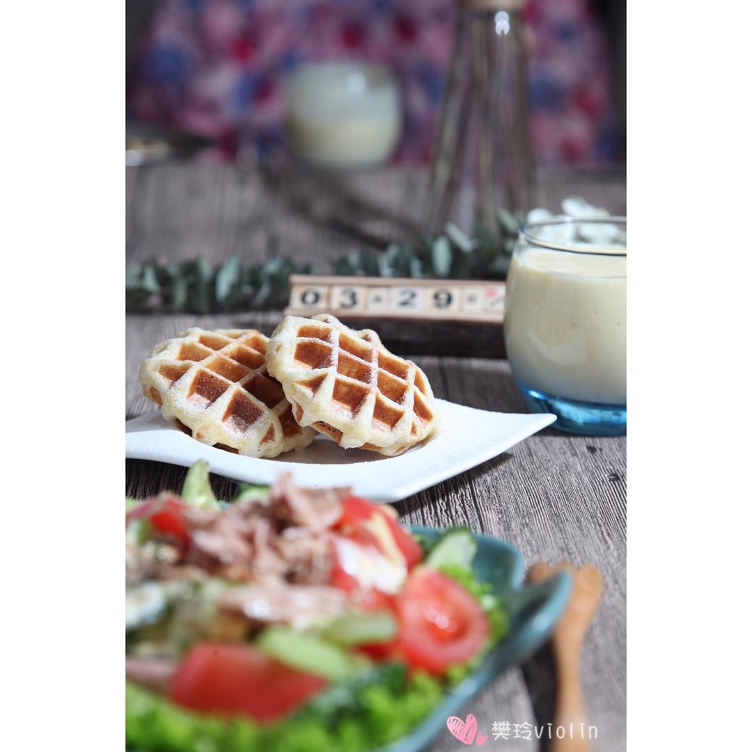 爆浆芝士培根华夫饼（酵母版）