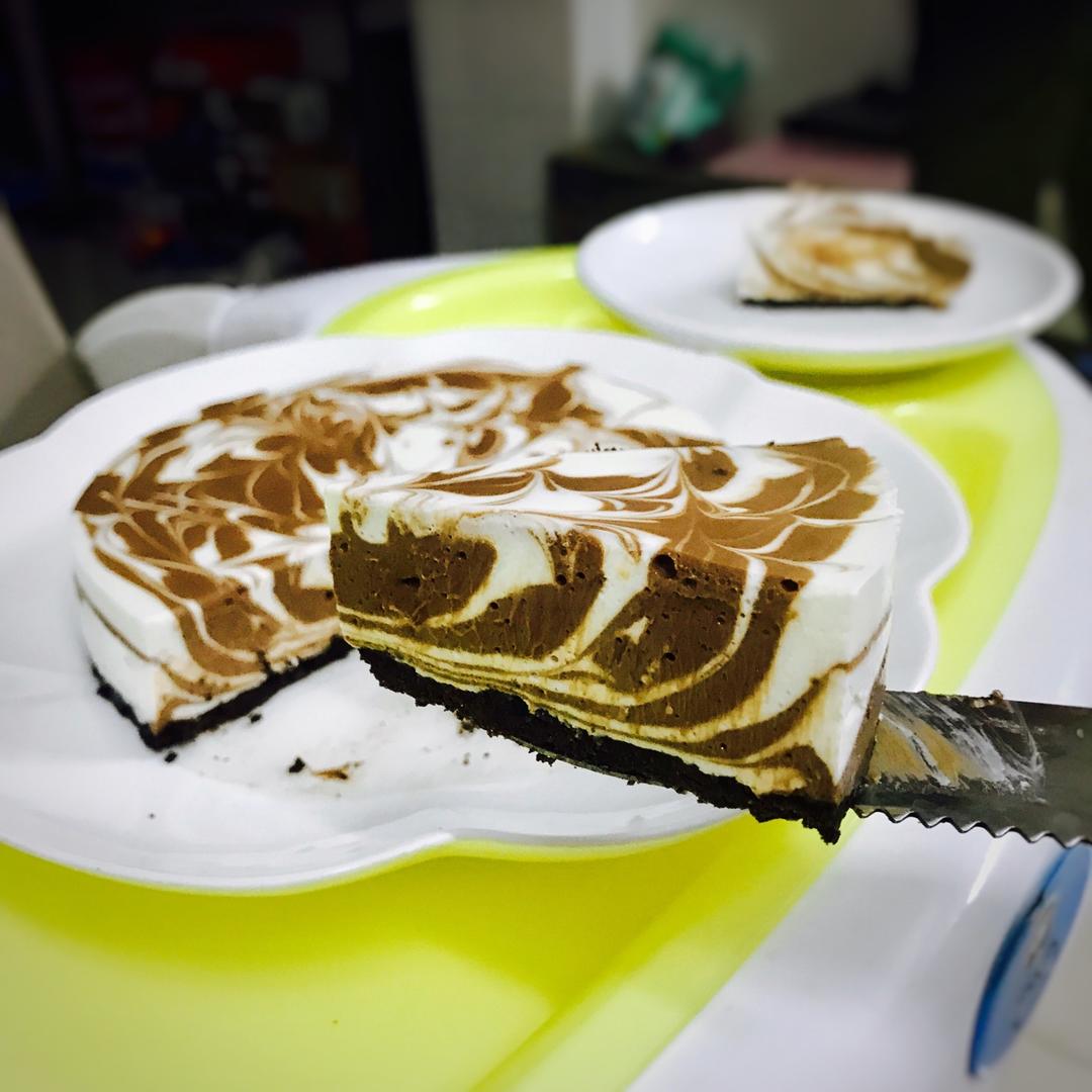 大理石纹酸奶慕斯蛋糕（免烤）