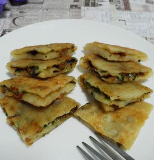 香辣豉香韭菜油渣饼的做法