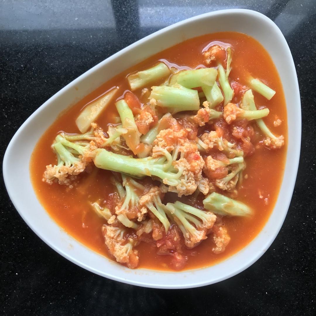 家常新手番茄炒花菜