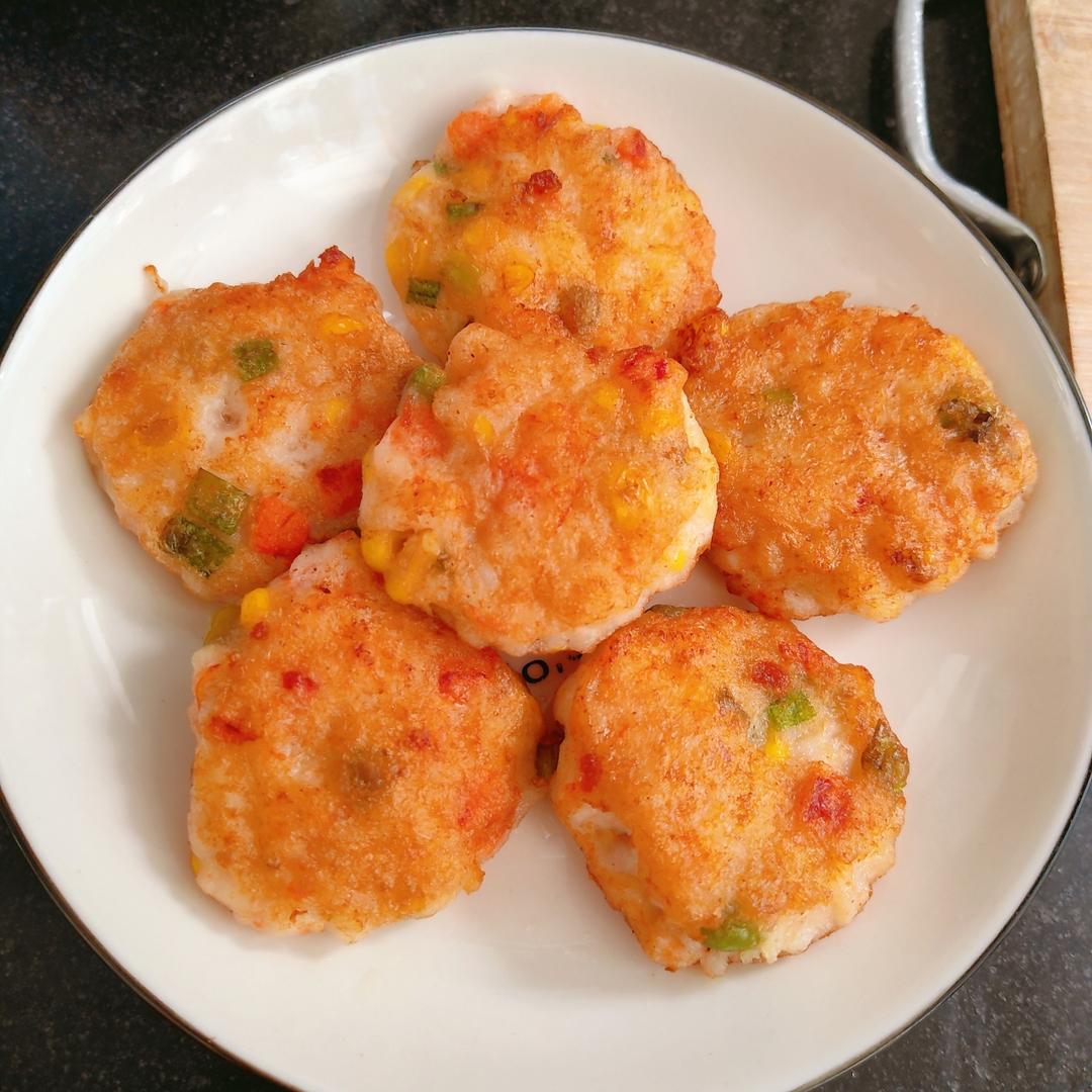 【女儿极力推荐】虾饼颗粒感玉米粒胡萝卜丁早餐搭档满口虾肉健身减脂蛋白质