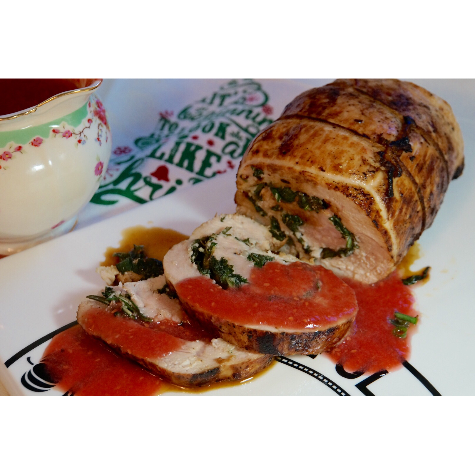 |感恩节特辑|·主菜·香草火鸡胸肉卷配苹果覆盆子酱