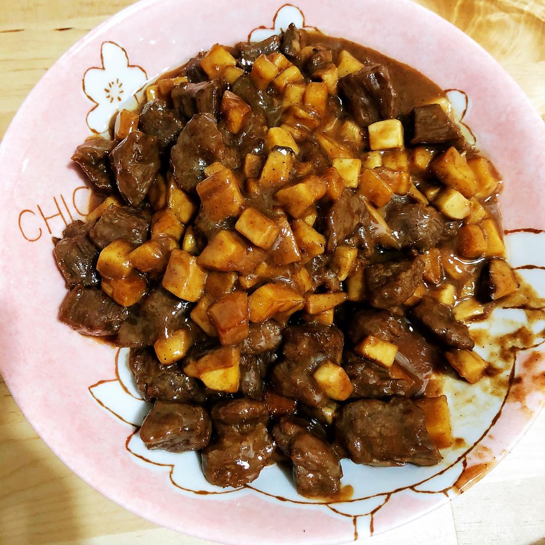 家常菜~杏鲍菇烧牛肉粒