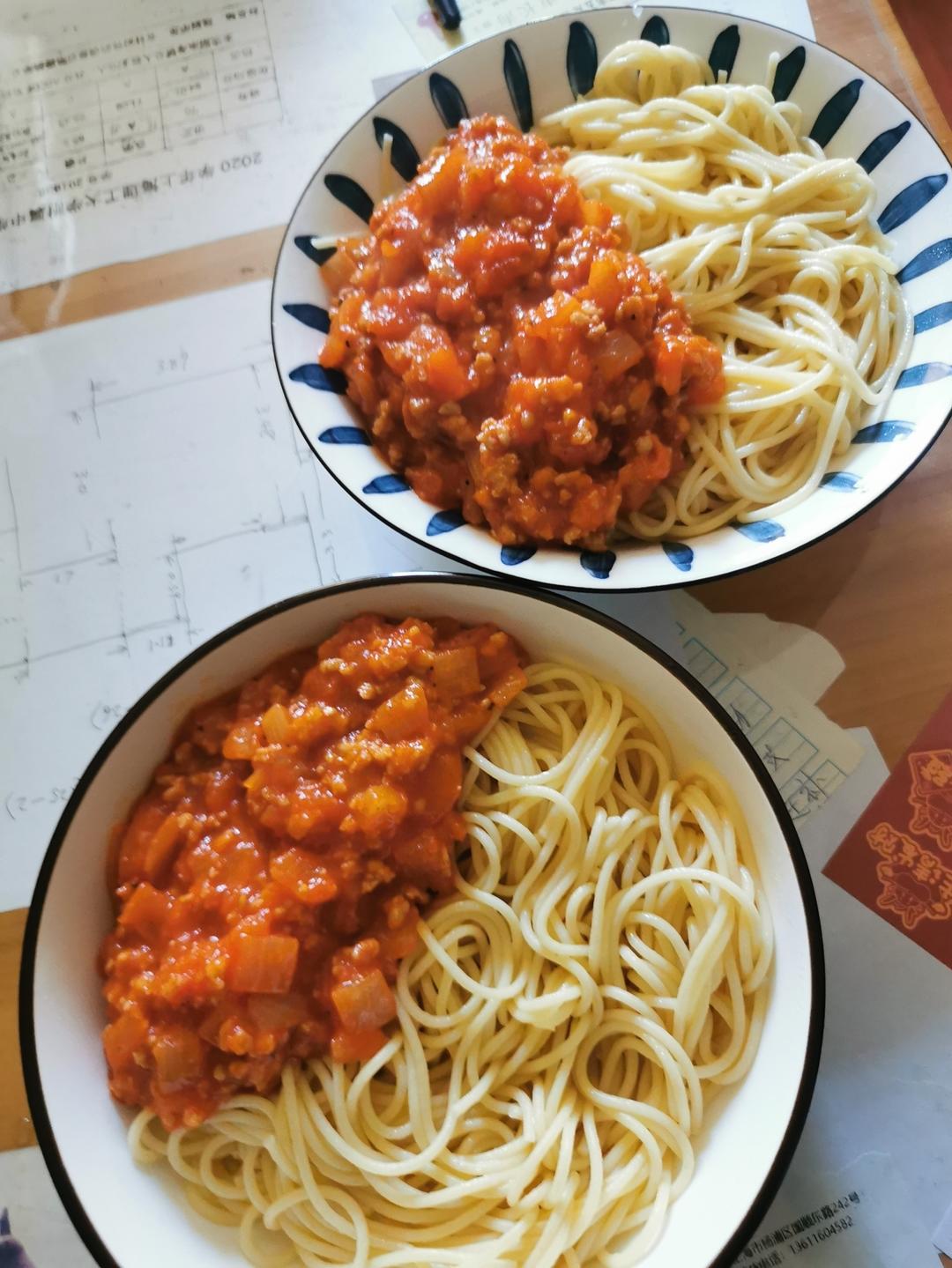 （完胜必胜客的）番茄肉酱意大利面～