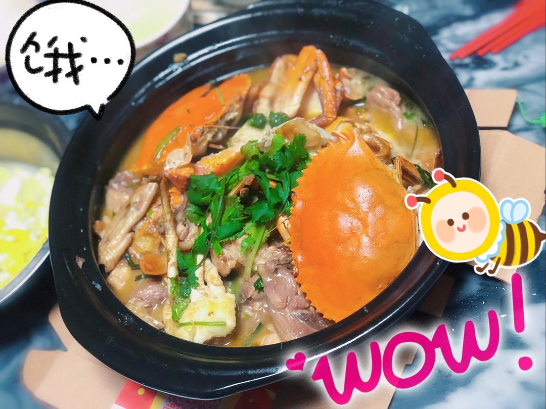 鲜美鸡煲蟹