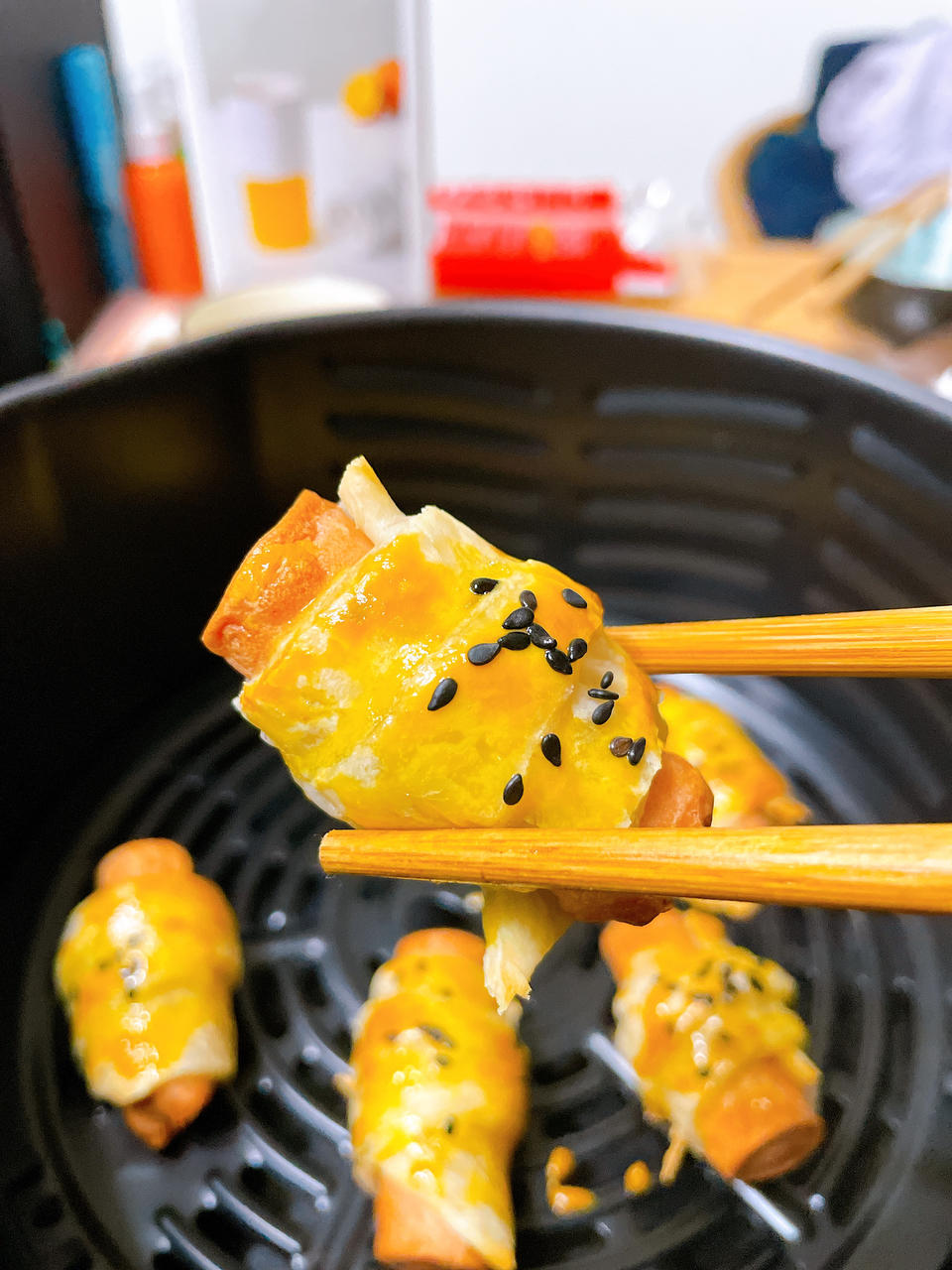 快手早餐：手抓饼变可颂面包（空气炸锅）