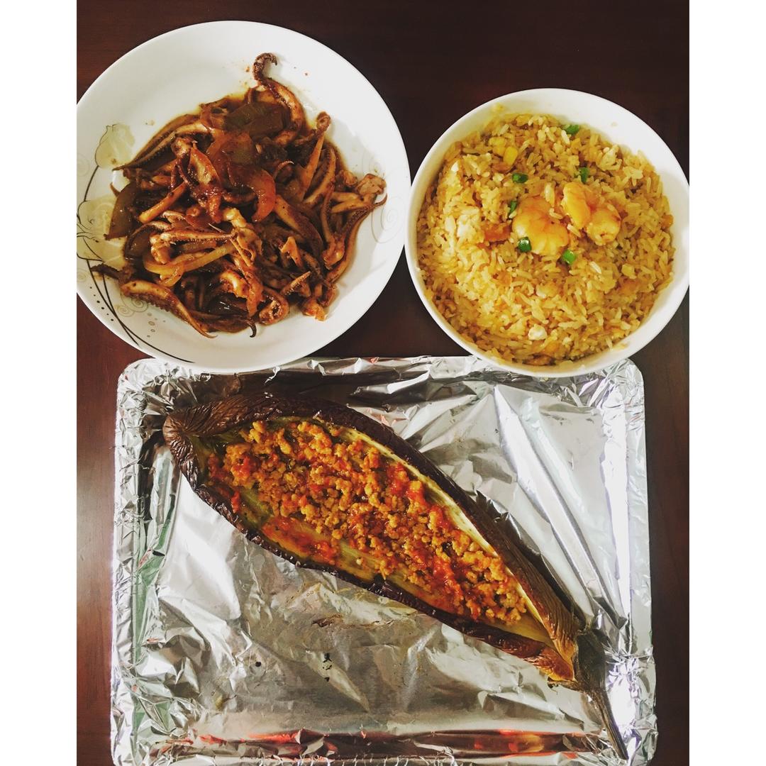 【耳光炒饭 & 烤茄子】