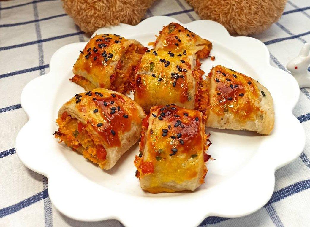 懒人早餐㊙️‼️手抓饼版火腿肉松酥