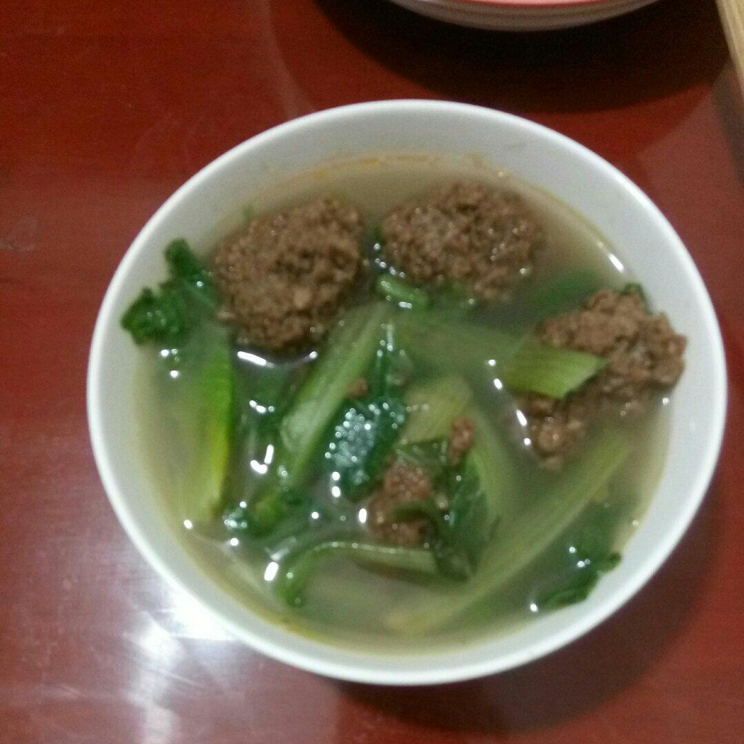 小白菜丸子汤