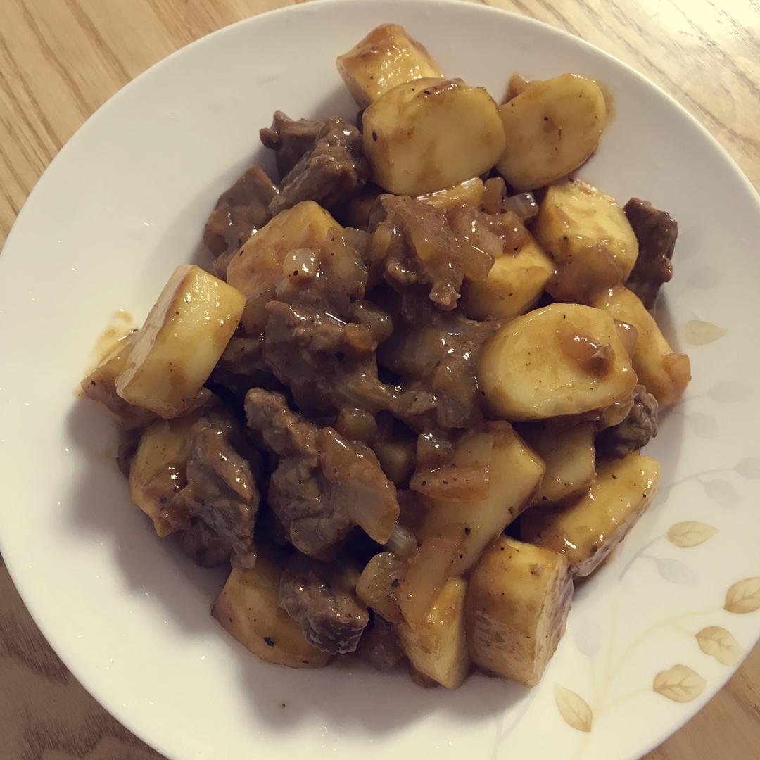 黑椒年糕牛肉粒