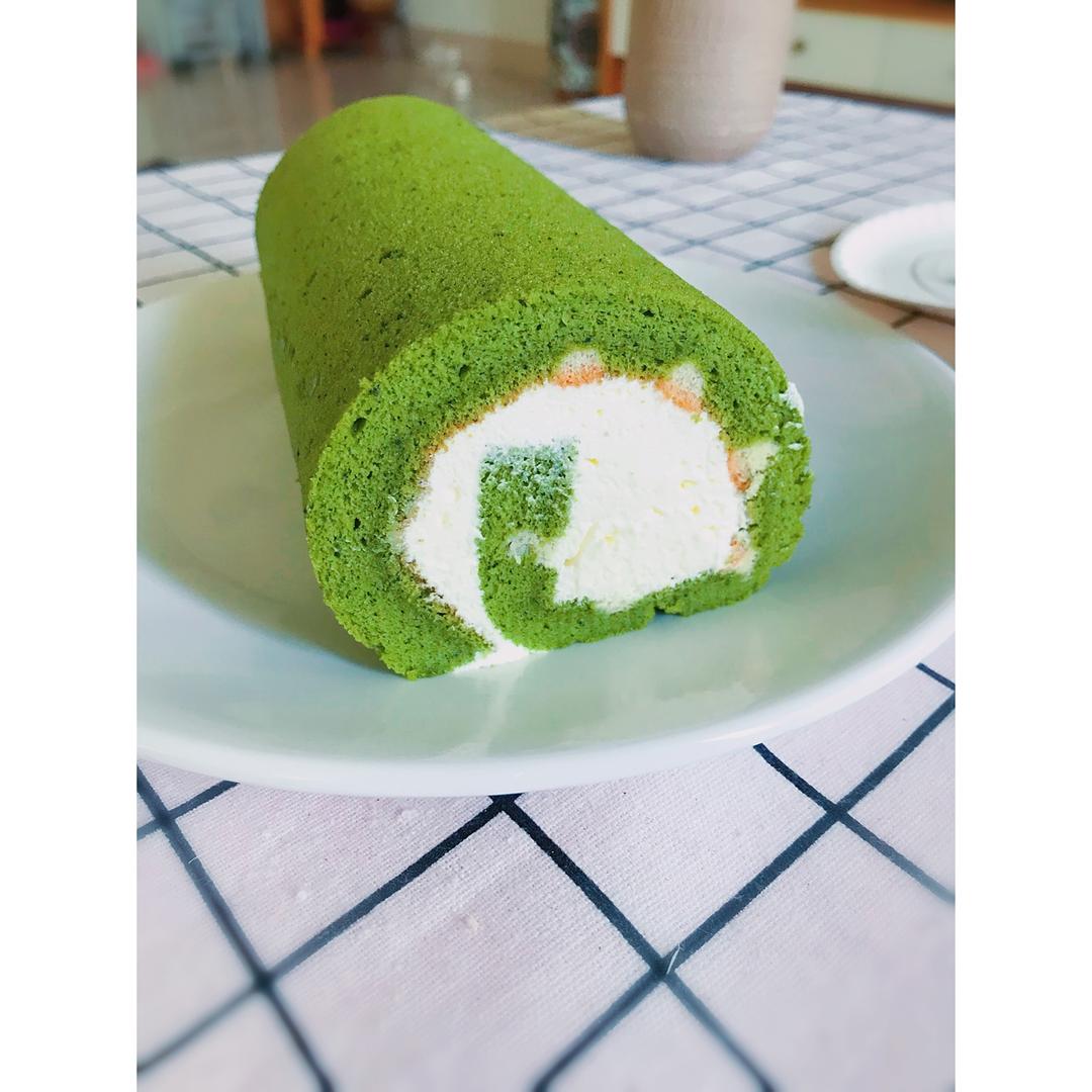 抹茶波点（条纹）蛋糕卷