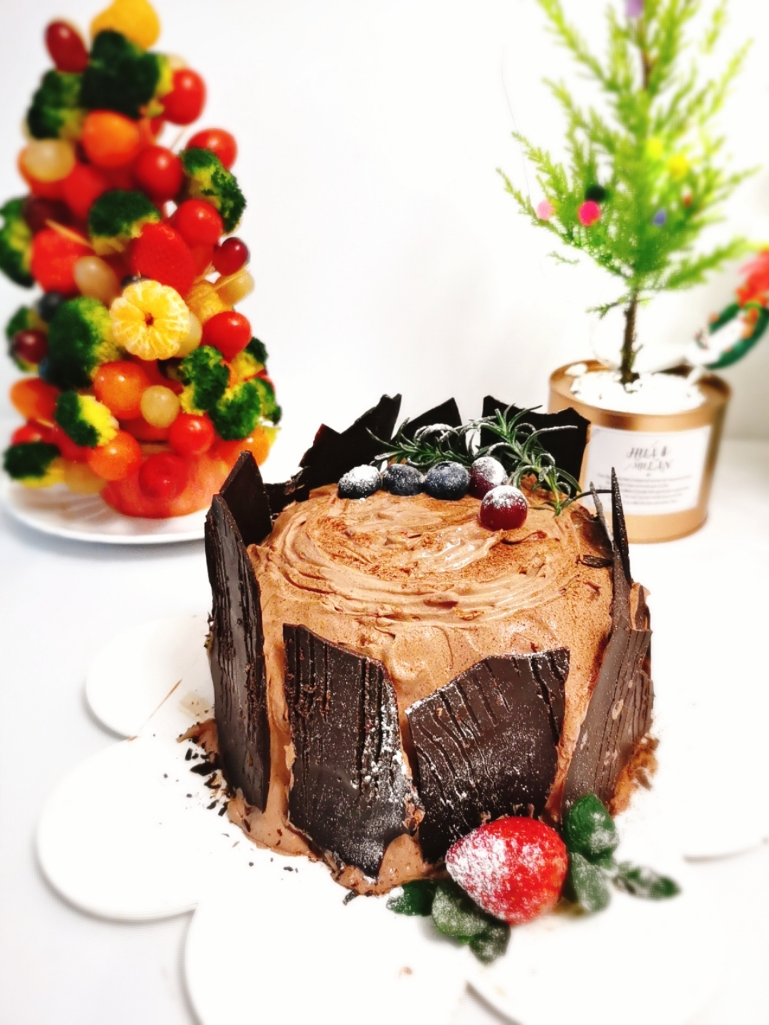 【圣诞树桩蛋糕】