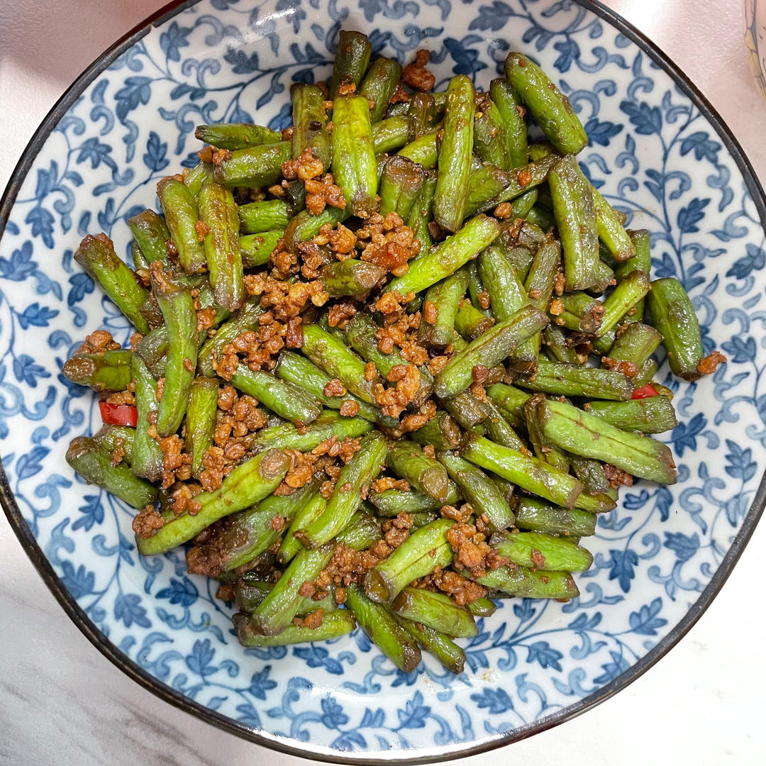 超简单的家常下饭菜猪肉末辣炒豆角