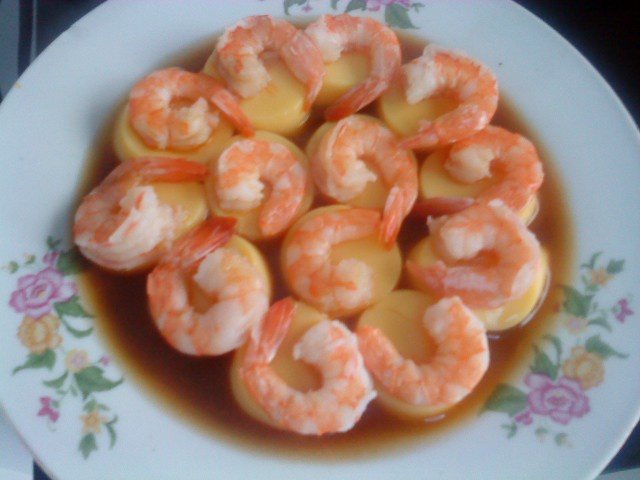 日本豆腐蒸虾仁