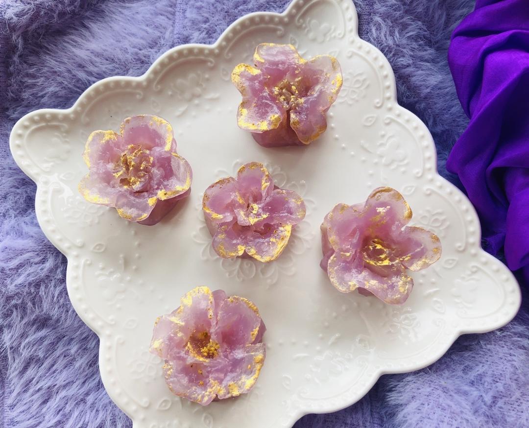 梦幻紫色花朵水晶饺子