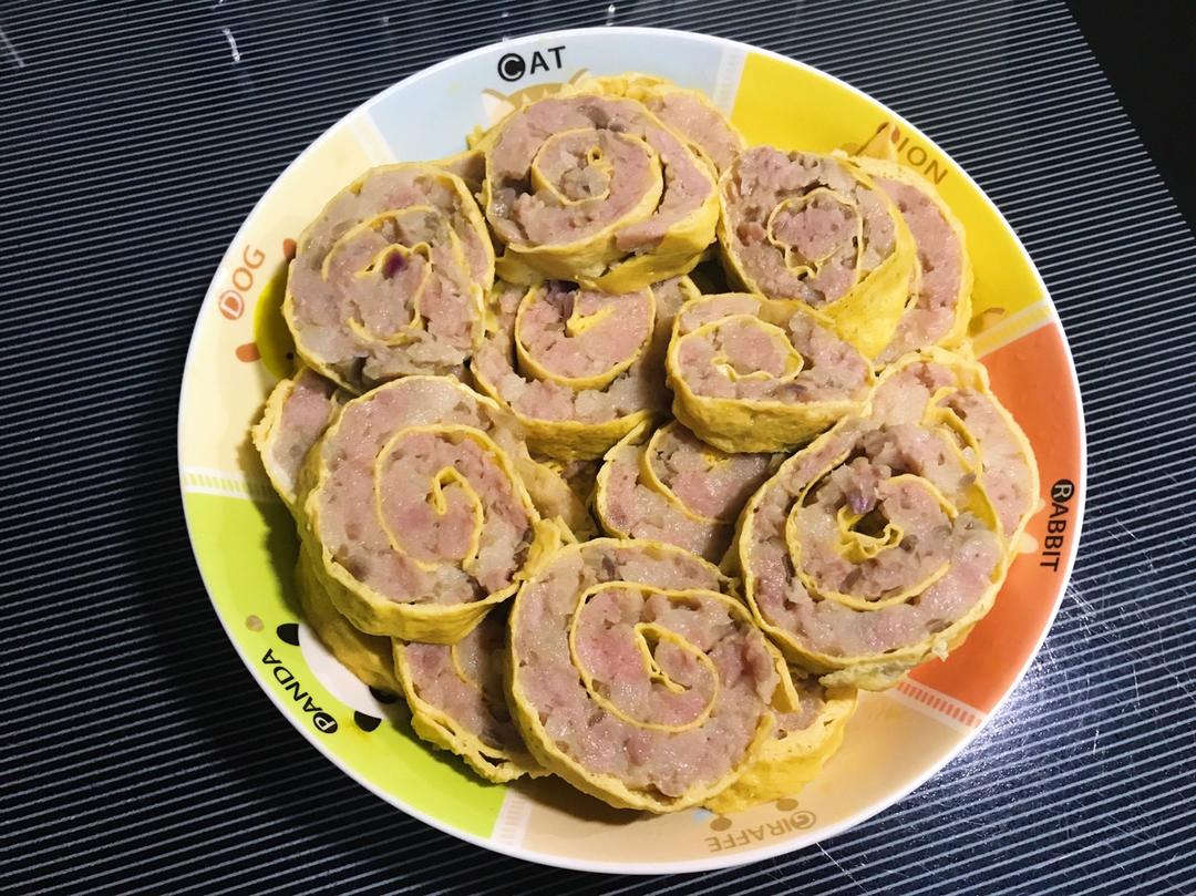 老爸的手艺---蒸肉蛋卷