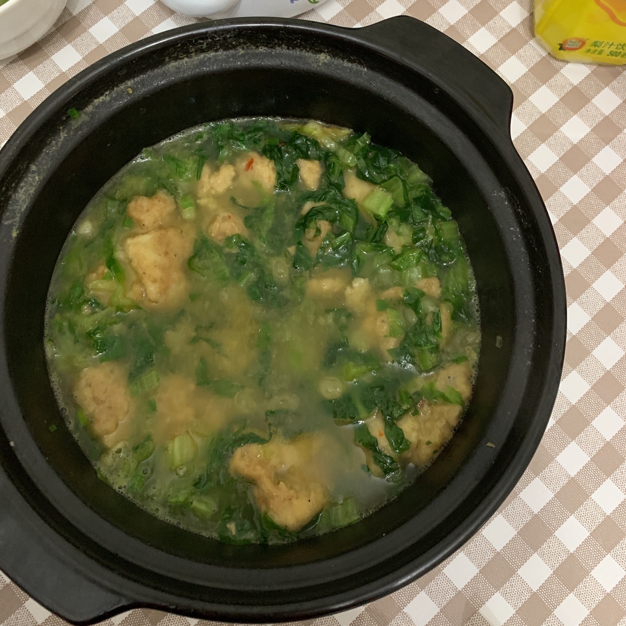 豌豆尖酥肉豆汤