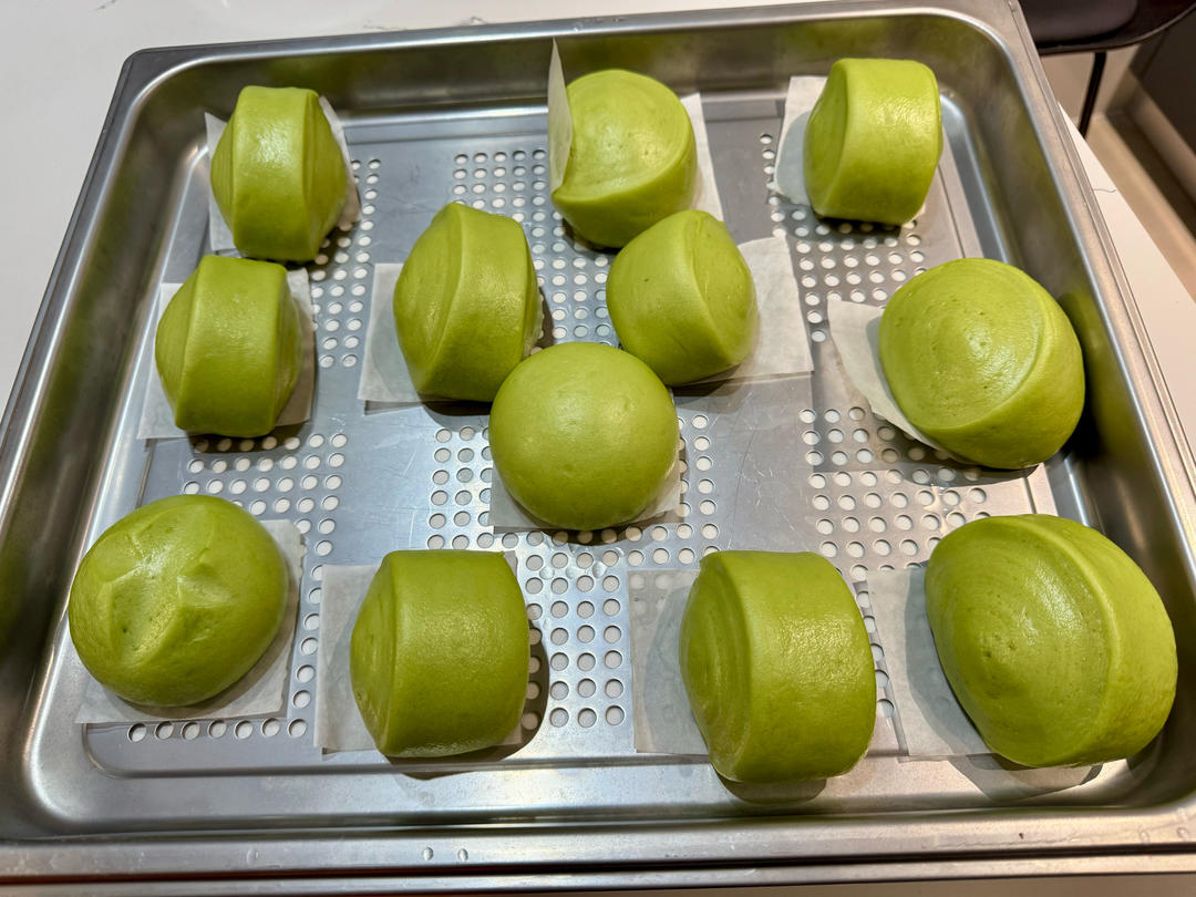 组织细腻松软的开心果馒头！超治愈绿色～