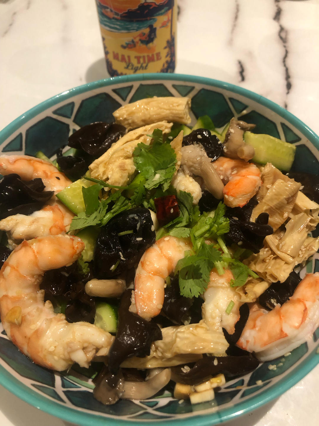 青瓜木耳虾仁凉拌