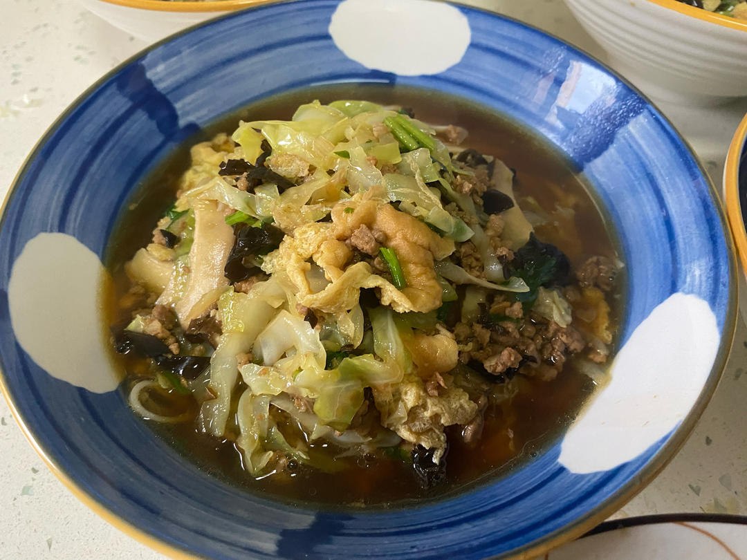一次两碗「香菇肉沫打卤面🍜」香迷糊了😂😂😂