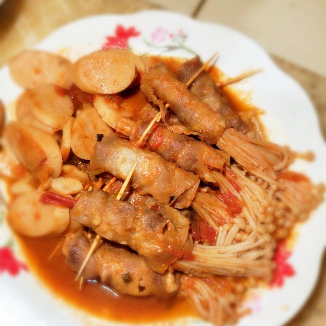 番茄肥牛金针菇卷