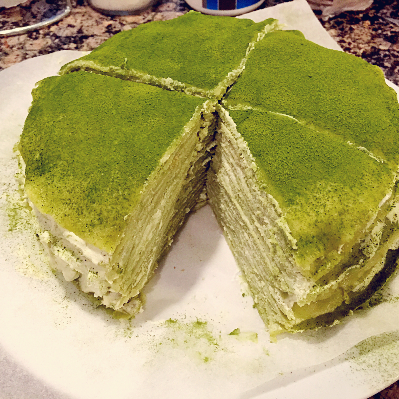 美味的煎蛋糕—抹茶千层蛋糕