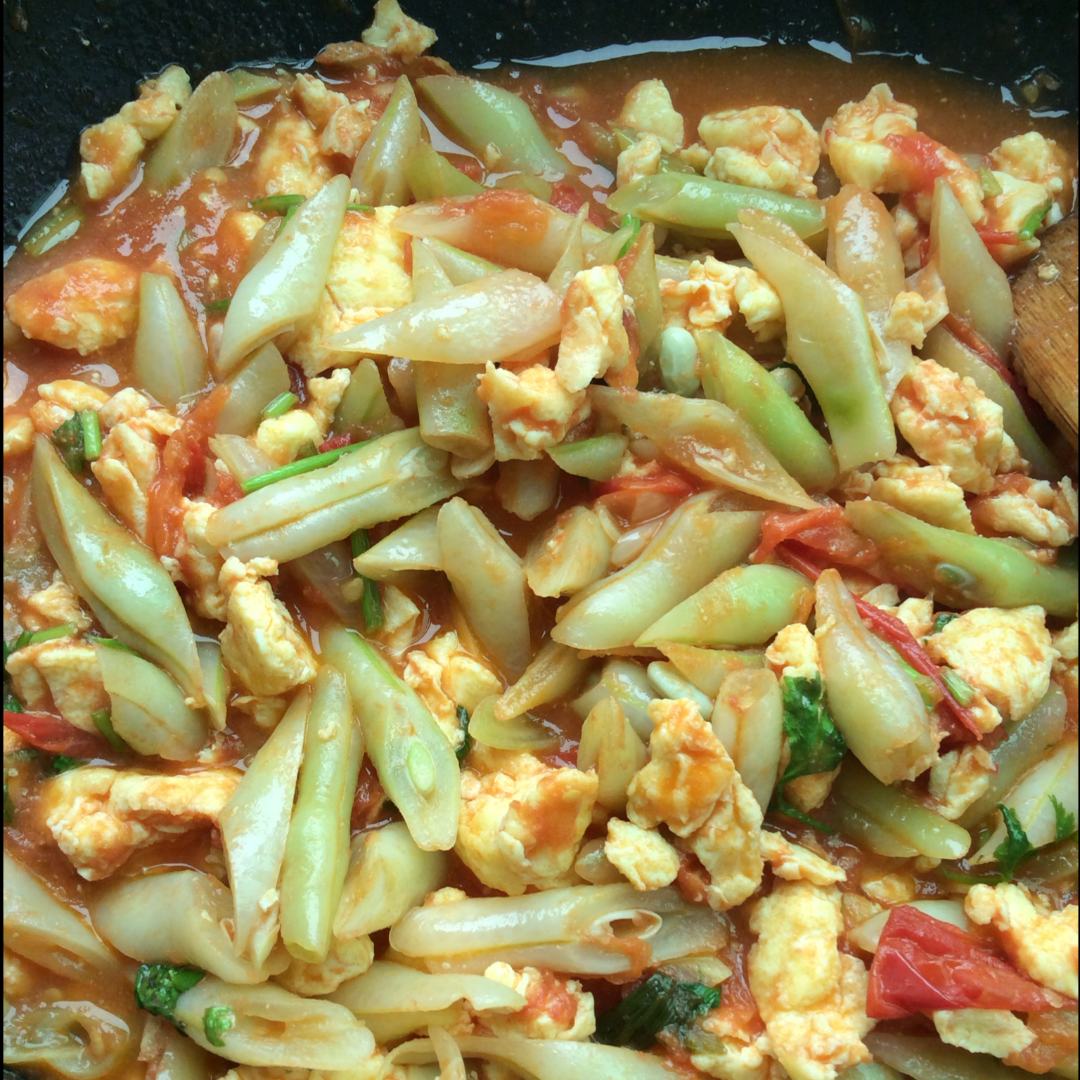 番茄豆角炒鸡蛋