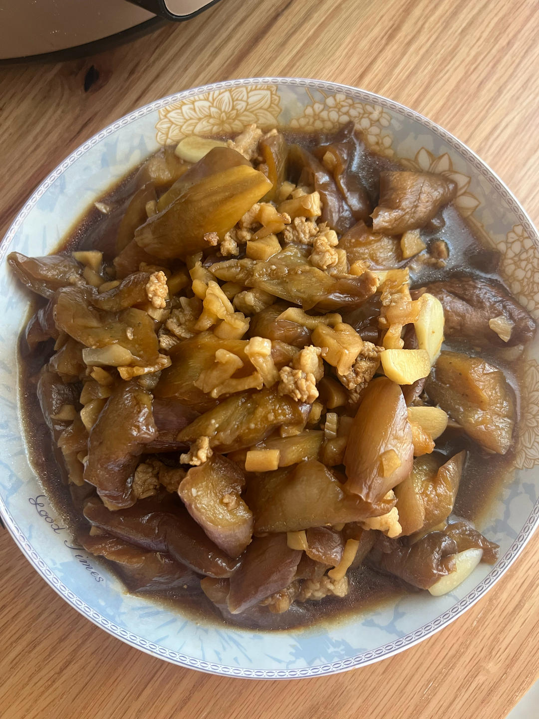 菜脯肉末焖茄子