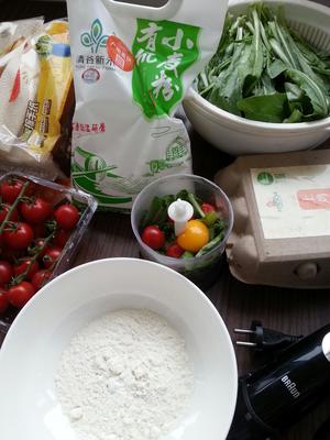 【亲子厨房】蔬菜番茄鸡蛋面团的做法 步骤1