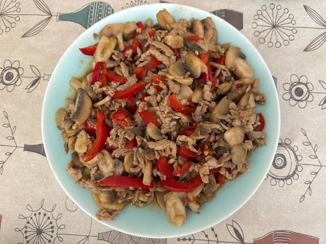 口蘑炒肉(强烈推荐太美味)