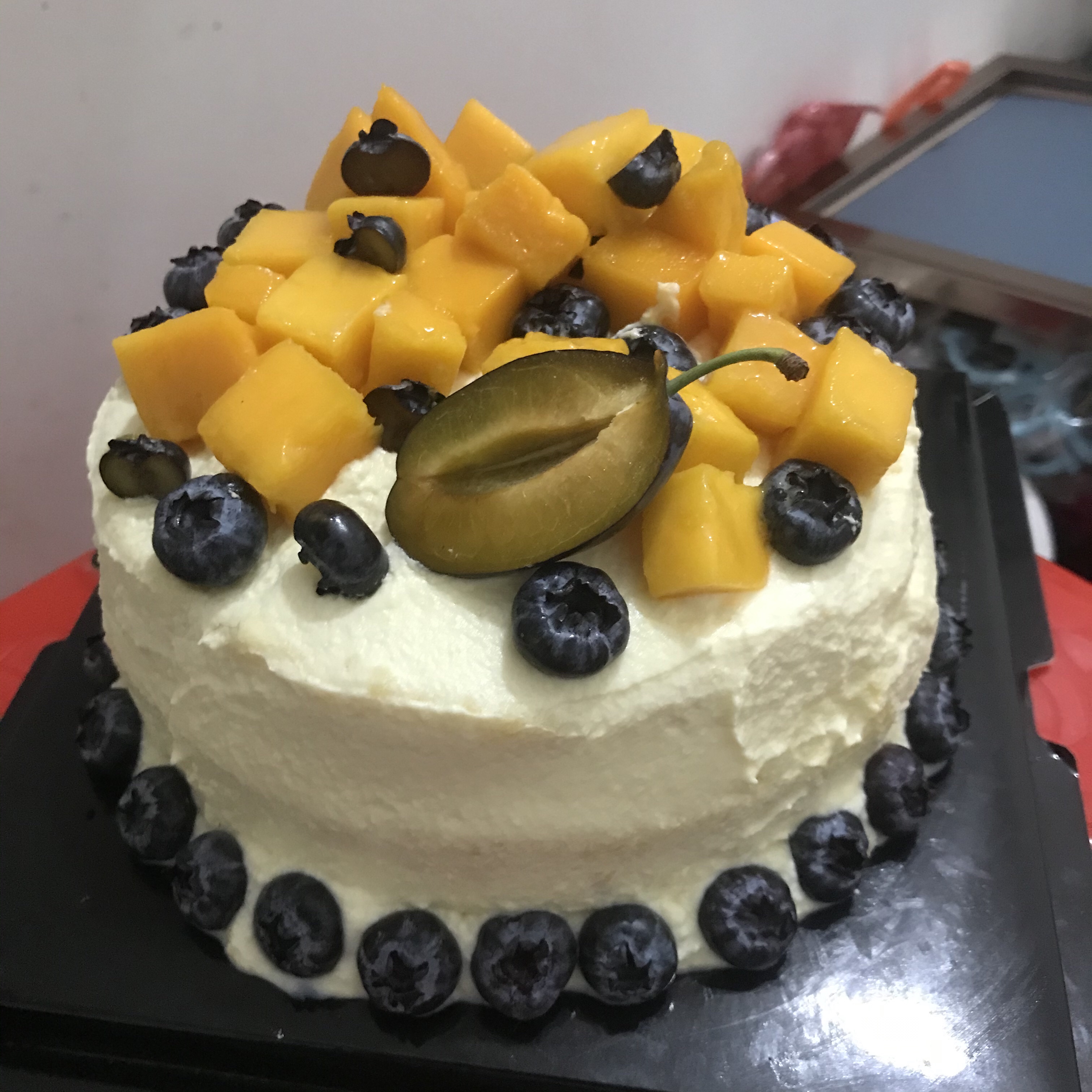 淡奶油蛋糕🎂生日蛋糕 戚风蛋糕 芒果 蓝莓的做法