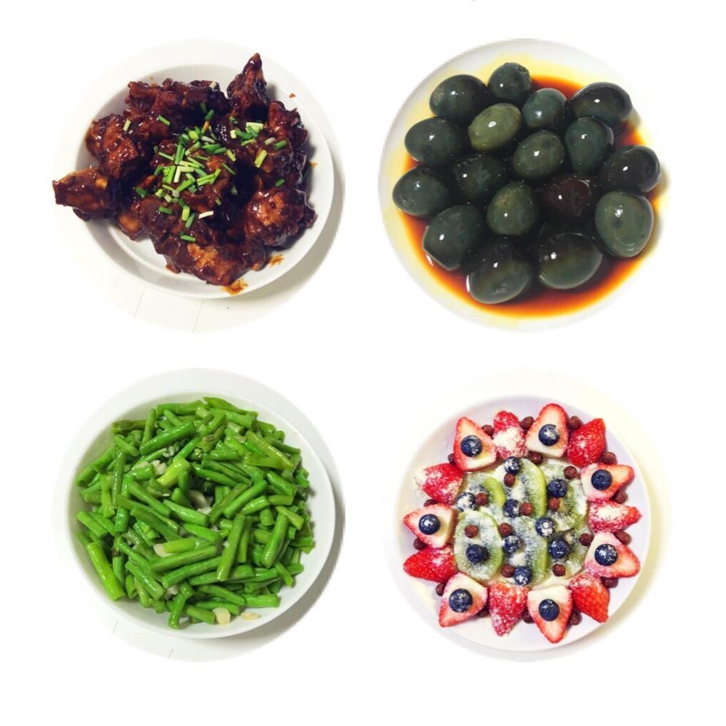 译家三口（糖醋排骨、蒜泥豆角、凉拌皮蛋、草莓芒果蓝莓拼盘）20161003
