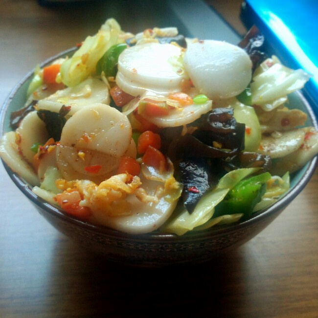 杂蔬鸡蛋炒年糕